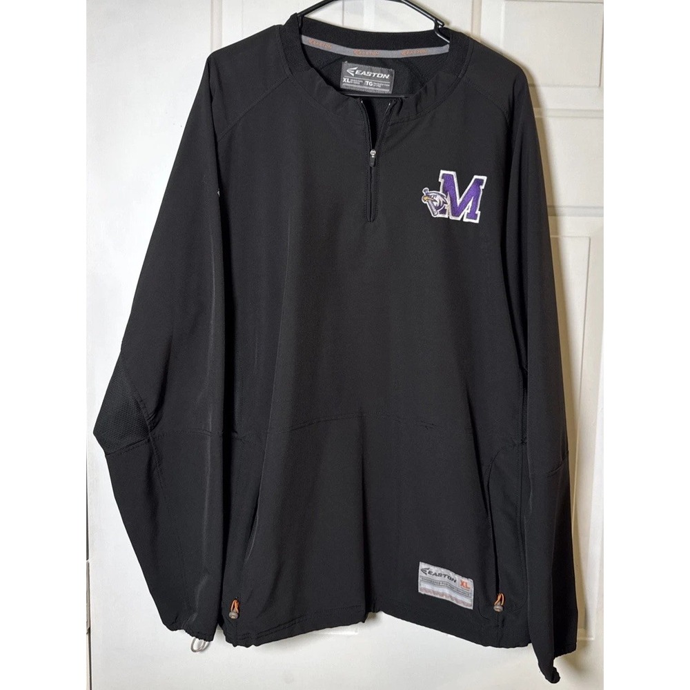 Easton Men's XL Black 1/4 Zip Pullover Jacket Purple M Embroidered Logo